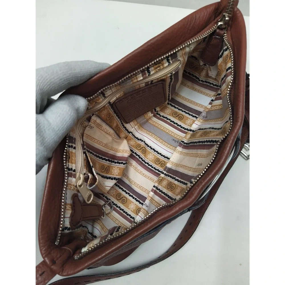 Brighton Brown Pebbled Leather Zipper Closure Hobo Shoulder Bag